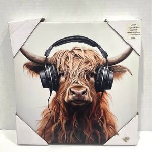 Hobby Lobby Cow Bull Headphones Western Canvas Gaming 12x12 NWT